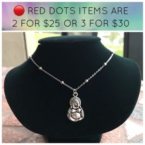 🔴Silver buddha necklace . Silver plated boho buddha bead chain necklace